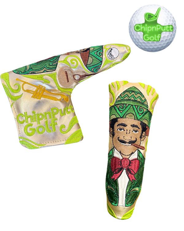 New! ChipnPutt Golf  Mariachi 05 Metallic Gold Embroidered ,Blade Putter Headcover.