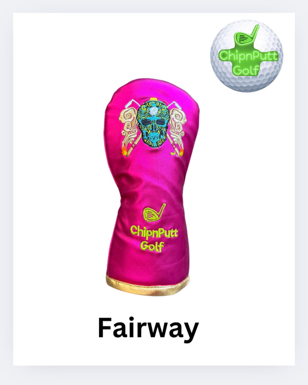 New! ChipnPutt Golf  Embroidered Cigars & Skull PINK Metallic Fairway Headcover.