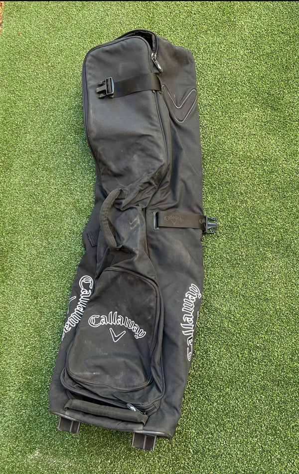 CALLAWAY GOLF CLUBHOUSE TRAVEL COVER, WITH WHEELS, BLACK, GOOD CONDITION!