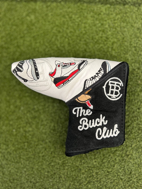TBC The Buck Club Jordan Sneaker Blade Putter Headcover, White/Black, New!