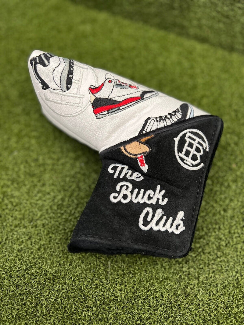 TBC The Buck Club Jordan Sneaker Blade Putter Headcover, White/Black, New!